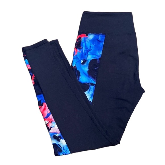 Athleta High Rise Superimpose Chaturanga Leggings Navy Blue Floral Size L - Picture 6 of 9